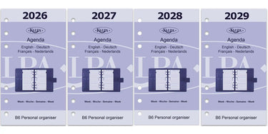 6316-26-27-28-29 170 x 95 mm Personal Agenda de liant recharge complète set hebdomadaire en de fr nl 2026 2027 2028 2029